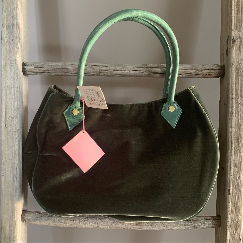 Anthropologie Green Teal Velvet Owl Embellished Shoulder Bag - Picture 5 of 5